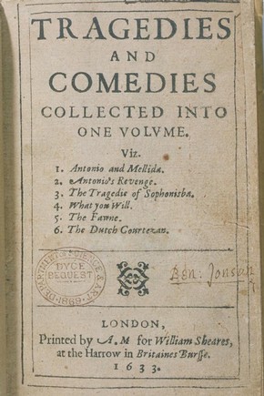 约翰·马斯顿，《悲剧与喜剧》，1633年出版印标:Dyce 25.B.50