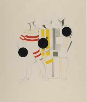 El Lissitzky:服装设计的运动员战胜太阳(未实现),1923年。平版印刷在纸上。圣彼得堡剧院、音乐厅、博物馆的圣彼得堡。