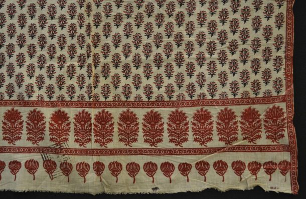 阻止印纺织维多利亚和阿尔伯特博物馆收藏。2022世界杯抽签完整视频包装服装、棉花、编织和印刷,ca。1855 - 1879年,印度Sanganer V&A.4497