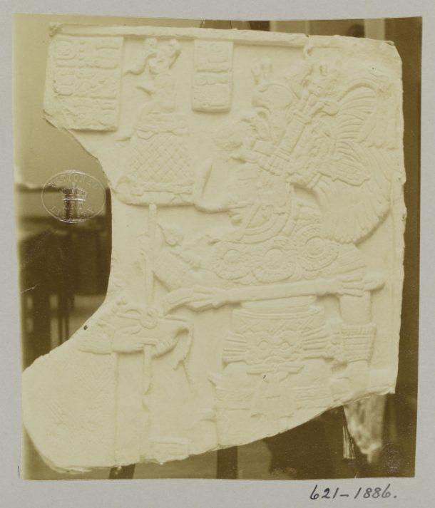 ph.621 - 1886蛋白明胶干版-打印。石膏的照片来自墨西哥的帕伦克的浅浮雕。