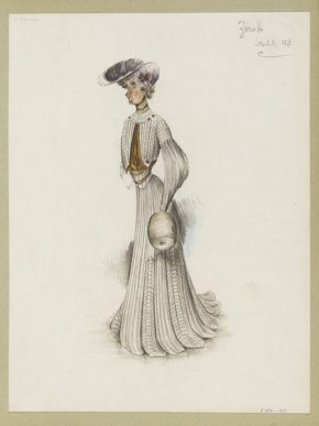 “Zorab。设计一个条纹连衣裙由帕奎因行走,1902年冬天。