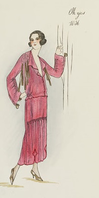 “哦,是的。玛德琳的粉红天设计礼服沃利斯帕奎因,冬季1923 - 24。