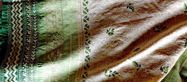 Kantha刺绣、tussar纱丽服的Mallika Kantha加尔各答