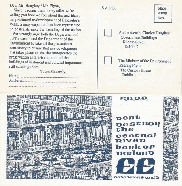 抗议明信片的性格D, 1988。(图片由Ciaran Cuffe S.A.D.D.)
