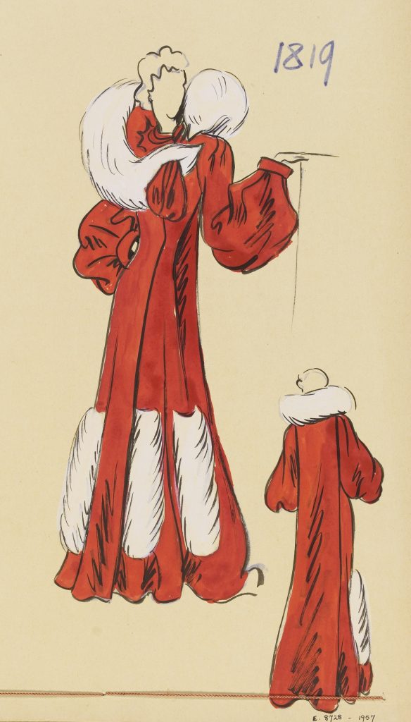 e.8728 - 1957时尚设计图纸Ana de Pombo帕奎因。养蜂人1938 - 39。Ana de Pombo帕奎因有限公司;帕奎因巴黎1938 - 1939水彩图画在纸上