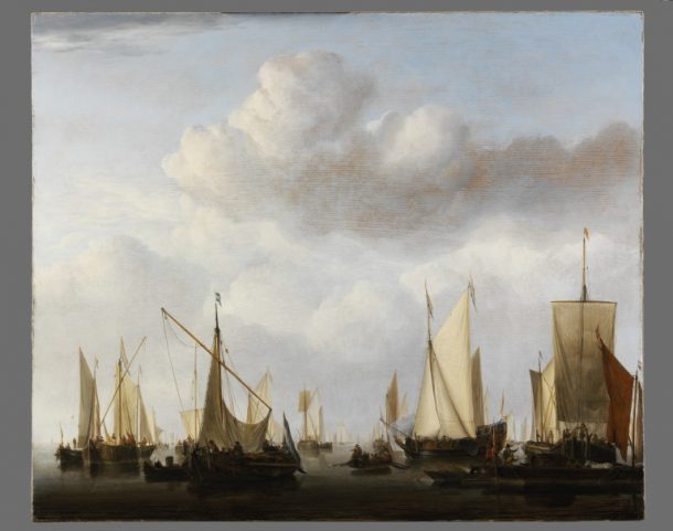 航运在平静的,石油在橡树面板,威廉·范·德·年轻,ca。1658。博物馆482 - 1882