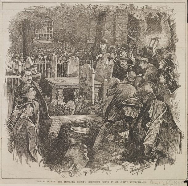 《追捕哈克尼幽灵》1895年8月25日的剪报。博物馆没有。e.4640 - 1923。©维多利亚和阿尔伯特博物馆