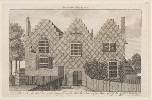 哈克尼维尔街的老房子，约翰·休厄尔1790年出版的版画。博物馆没有。e.4697 - 1923。©维多利亚和阿尔伯特博物馆
