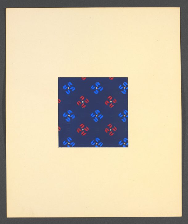 红色和蓝色丝绸织物、设计、奥斯卡·Ehrenzweig, ca。1947