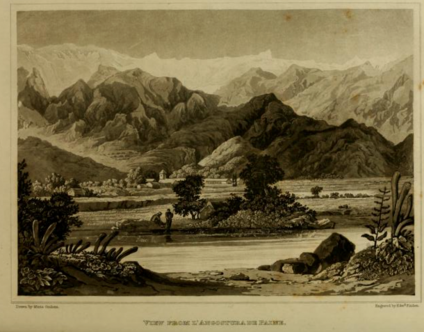 图2所示。平版印刷的“从L 'Angostura德佩因在智利的格雷厄姆,m .杂志在智利在1822年