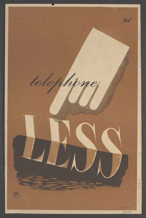 “少用电话”，海报，汉斯·施莱格，1943年