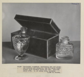茶叶罐切玻璃制品瓶&菜;英国&爱尔兰,1790 - 1800。开着盖子