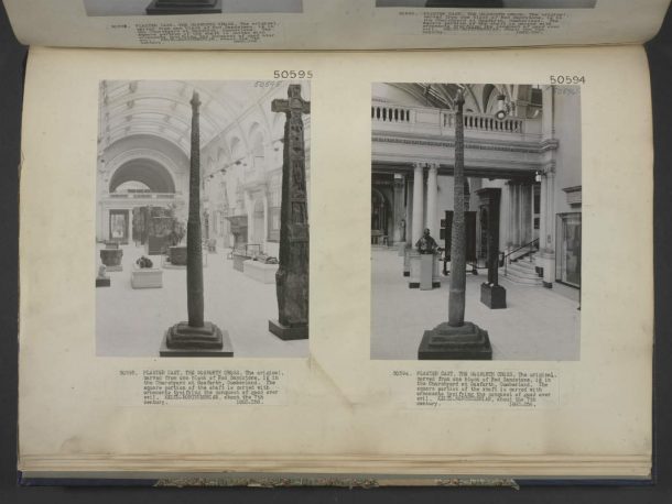 Gosforth转换(左)和Ruthwell十字架。伦敦形象©维多利亚和艾伯特博物馆。