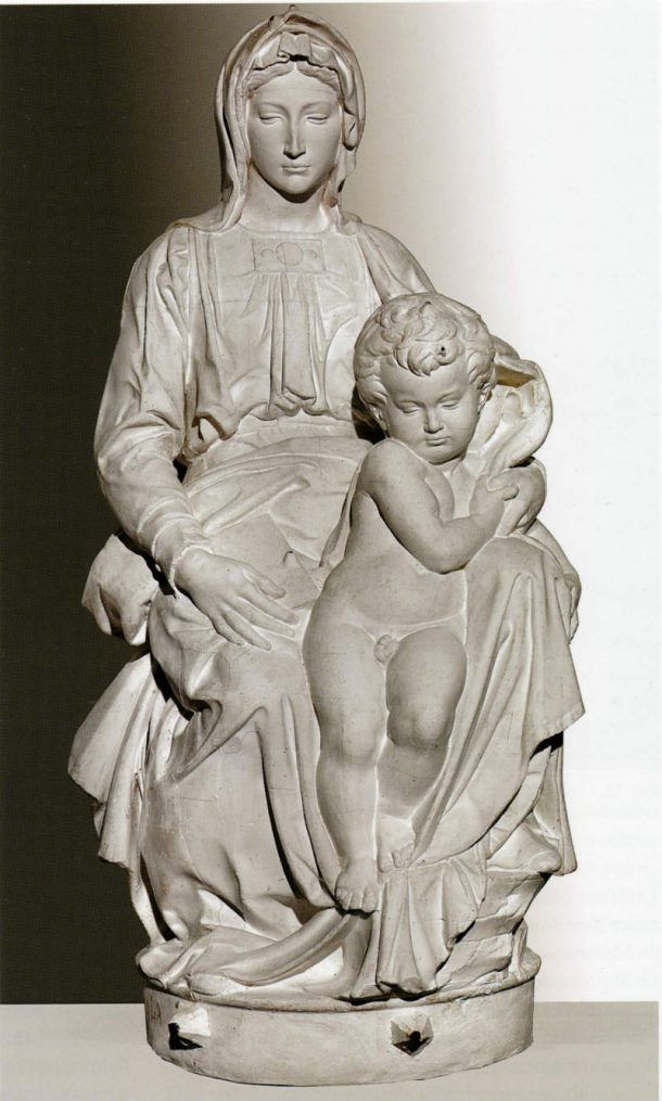 图12。石膏的麦当娜布鲁日的米开朗基罗,(1503 - 1505年。布鲁日,圣母教堂)学院美女Arti佛罗伦萨。