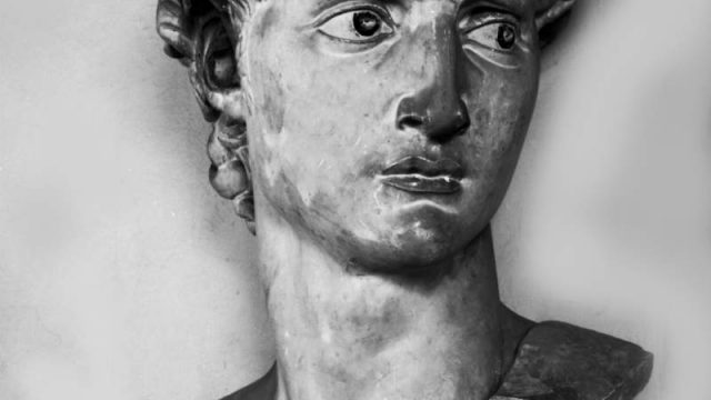 图4。克莱门特·帕皮，米开朗基罗的大卫头像石膏模型，1848年。佛罗伦萨美术学院。图片来源:Gabinetto Fotografico degli Uffizi, 2012。