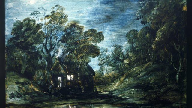 树木繁茂的月光景观池和图门的小屋(p.33 - 1955)托马斯·庚斯博罗,1781 - 82