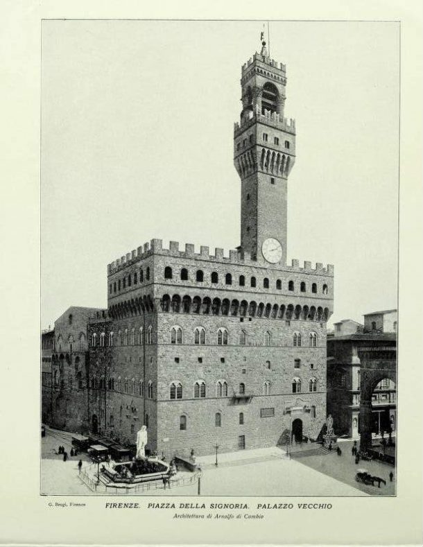 Piazza della Signoria没有大卫的照片。图片来自:佛罗伦萨,纪念专辑48 vedute,由a g出版。Wehrli Kilchenberg(苏黎世),1900
